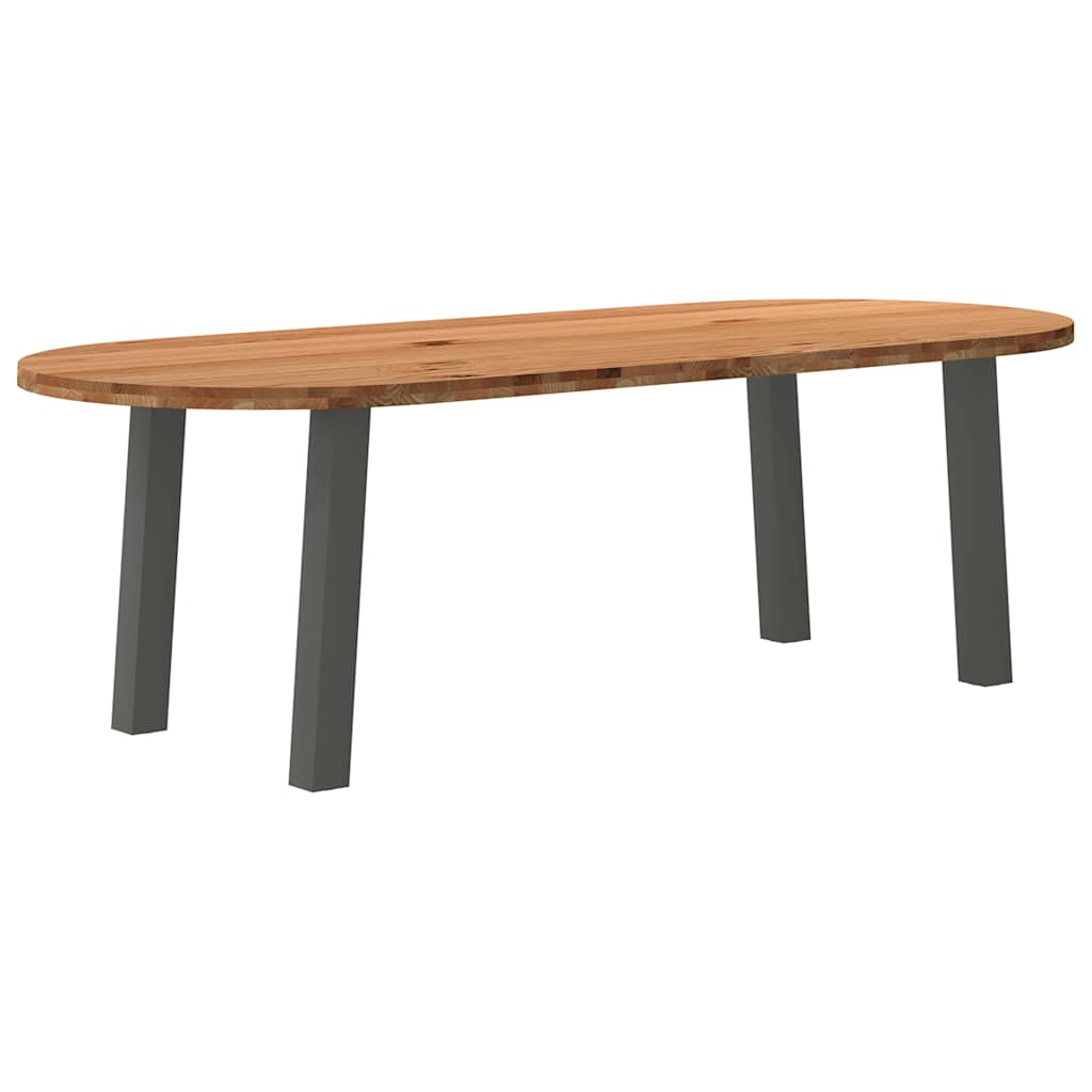 vidaXL Eettafel 240x100x74 cm ovaal massief eikenhout lichtbruin