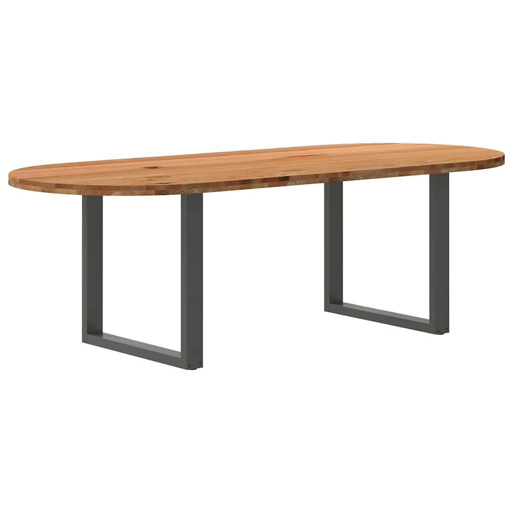 vidaXL Eettafel 240x100x74 cm ovaal massief eikenhout lichtbruin