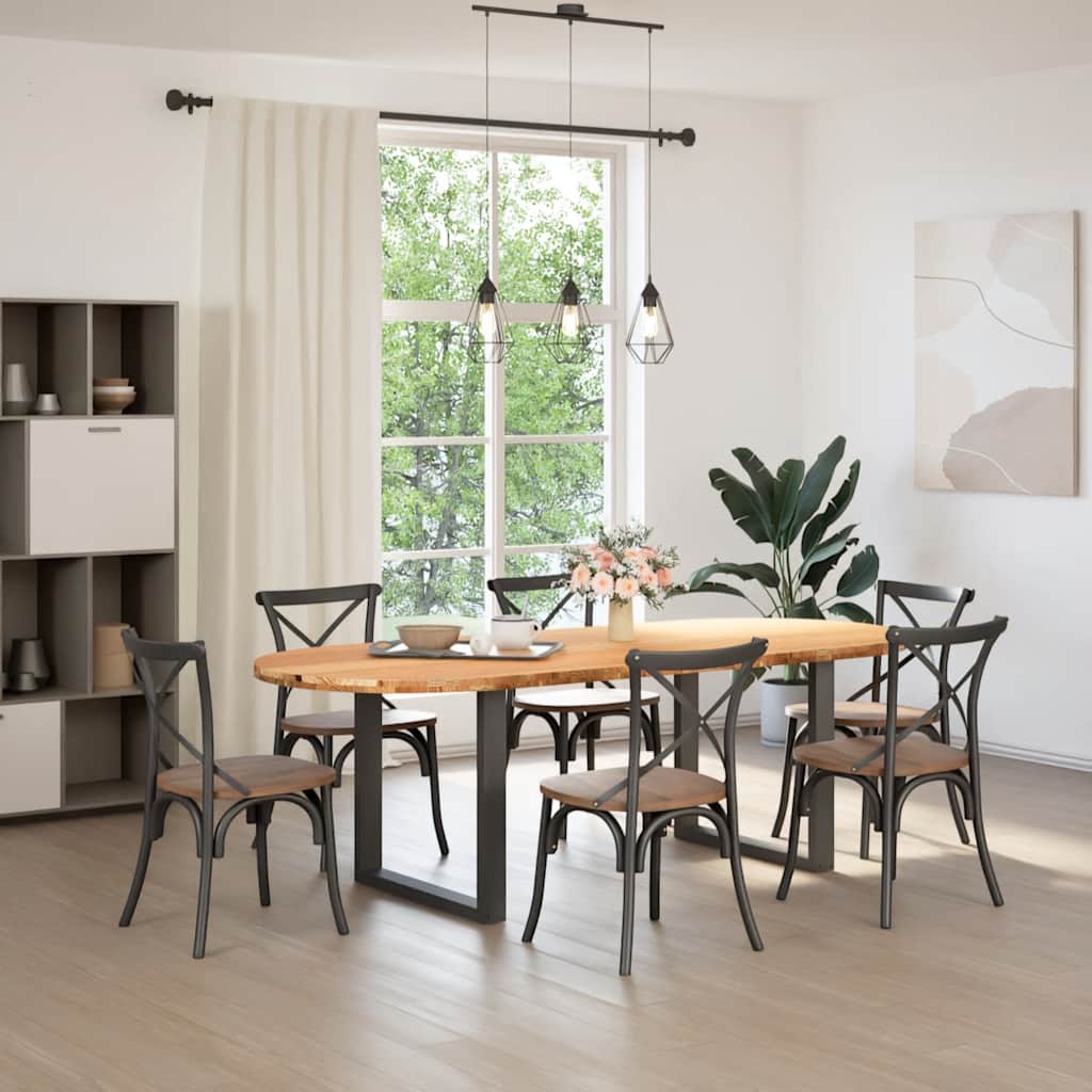 vidaXL Eettafel 240x100x74 cm ovaal massief eikenhout lichtbruin afbeelding