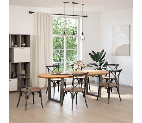 vidaXL Eettafel 240x100x74 cm ovaal massief eikenhout lichtbruin