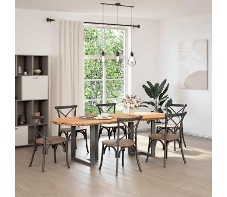 vidaXL Dining Table Light brown Solid oak wood Large Adjustable Feet