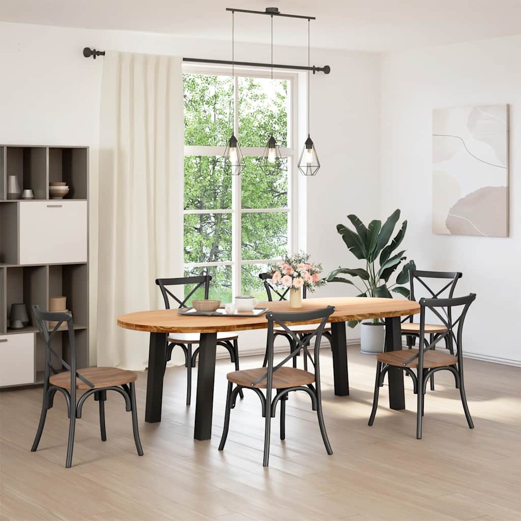 vidaXL Eettafel 240x100x74 cm ovaal massief eikenhout lichtbruin afbeelding