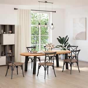 vidaXL Esstisch Hellbraun 240x100x74 cm Massivholz Eiche Oval