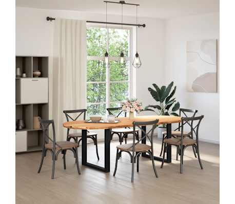 vidaXL Table &agrave; manger marron clair bois de ch&ecirc;ne massif ovale