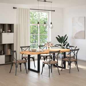 vidaXL Table &agrave; manger marron clair bois de ch&ecirc;ne massif ovale