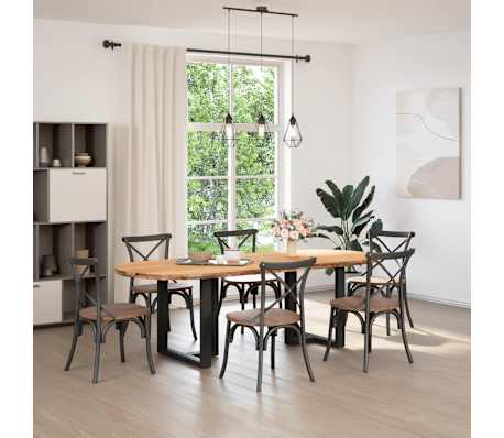 vidaXL Eettafel 240x100x74 cm ovaal massief eikenhout lichtbruin