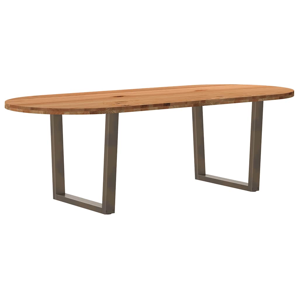 vidaXL Eettafel 240x100x74 cm ovaal massief eikenhout lichtbruin