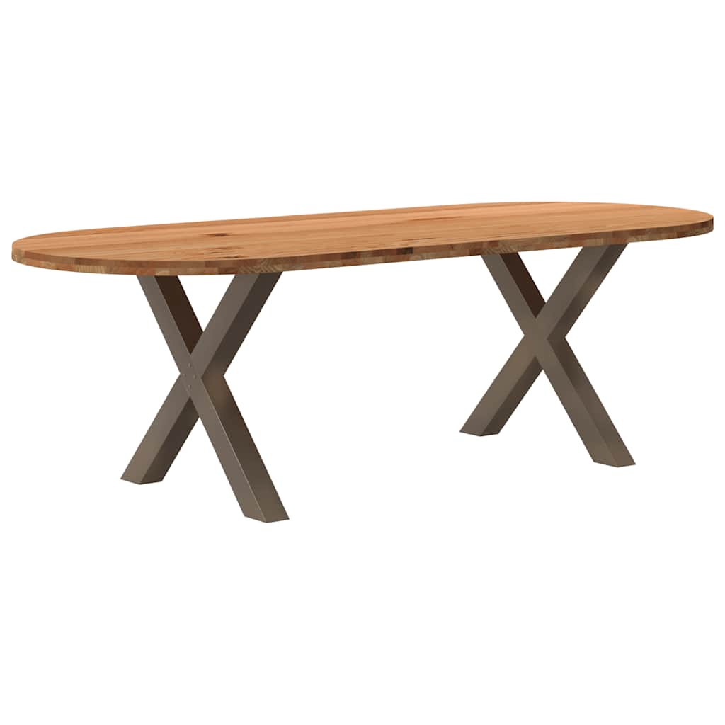 vidaXL Eettafel 240x100x74 cm ovaal massief eikenhout lichtbruin