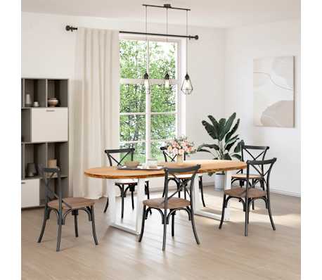 vidaXL Eettafel 240x100x74 cm ovaal massief eikenhout lichtbruin