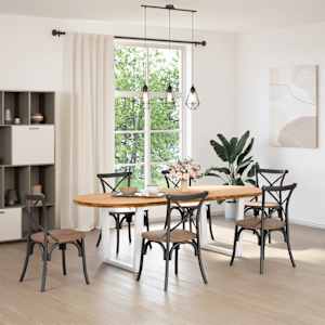 vidaXL Eettafel 240x100x74 cm ovaal massief eikenhout lichtbruin