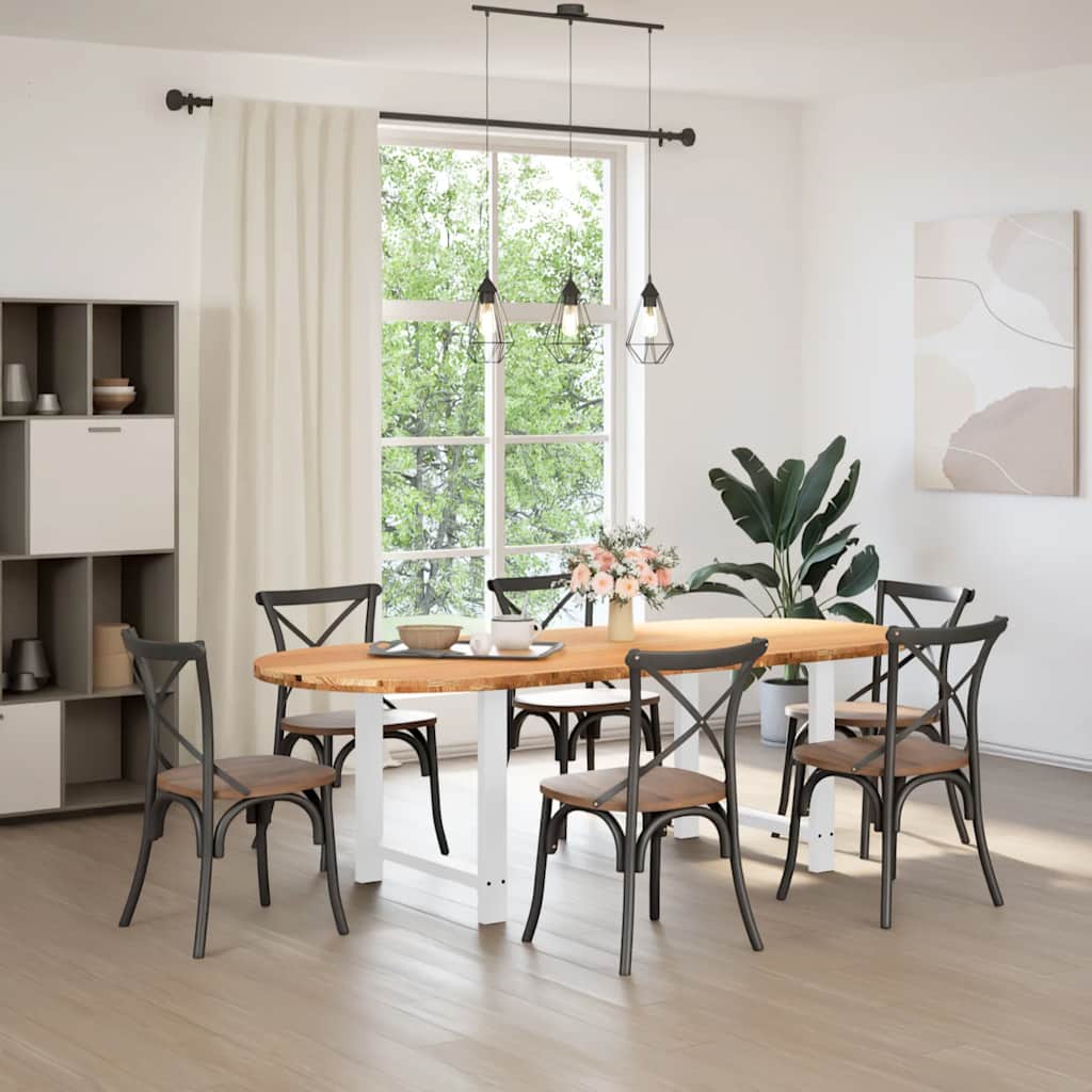 vidaXL Eettafel 240x100x74 cm ovaal massief eikenhout lichtbruin afbeelding