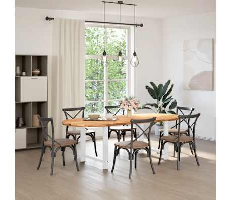 vidaXL Eettafel 240x100x74 cm ovaal massief eikenhout lichtbruin