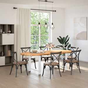 vidaXL Eettafel 240x100x74 cm ovaal massief eikenhout lichtbruin