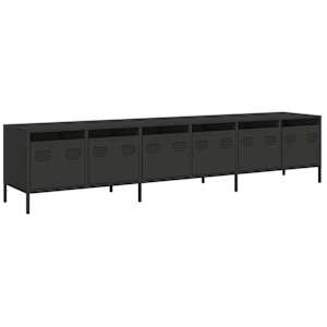 TV skříňka černá 202x39x43,5 cm ocel válcovaná za studena - obrázek 2