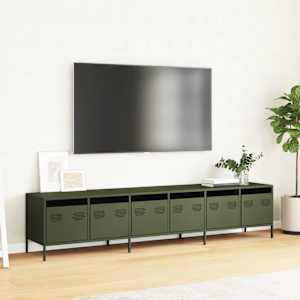 TV skříňka olivová 202 x 39 x 43,5 cm ocel válcovaná za studena - obrázek 3