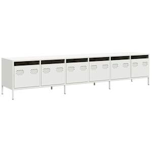 TV skříňka bílá 202 x 39 x 43,5 cm ocel válcovaná za studena - obrázek 2