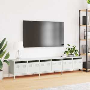 TV skříňka bílá 202 x 39 x 43,5 cm ocel válcovaná za studena - obrázek 3