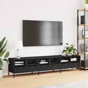 TV skříňka černá 202x39x43,5 cm ocel válcovaná za studena - obrázek 3