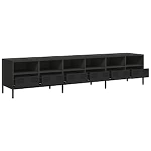 TV skříňka černá 202x39x43,5 cm ocel válcovaná za studena - obrázek 4
