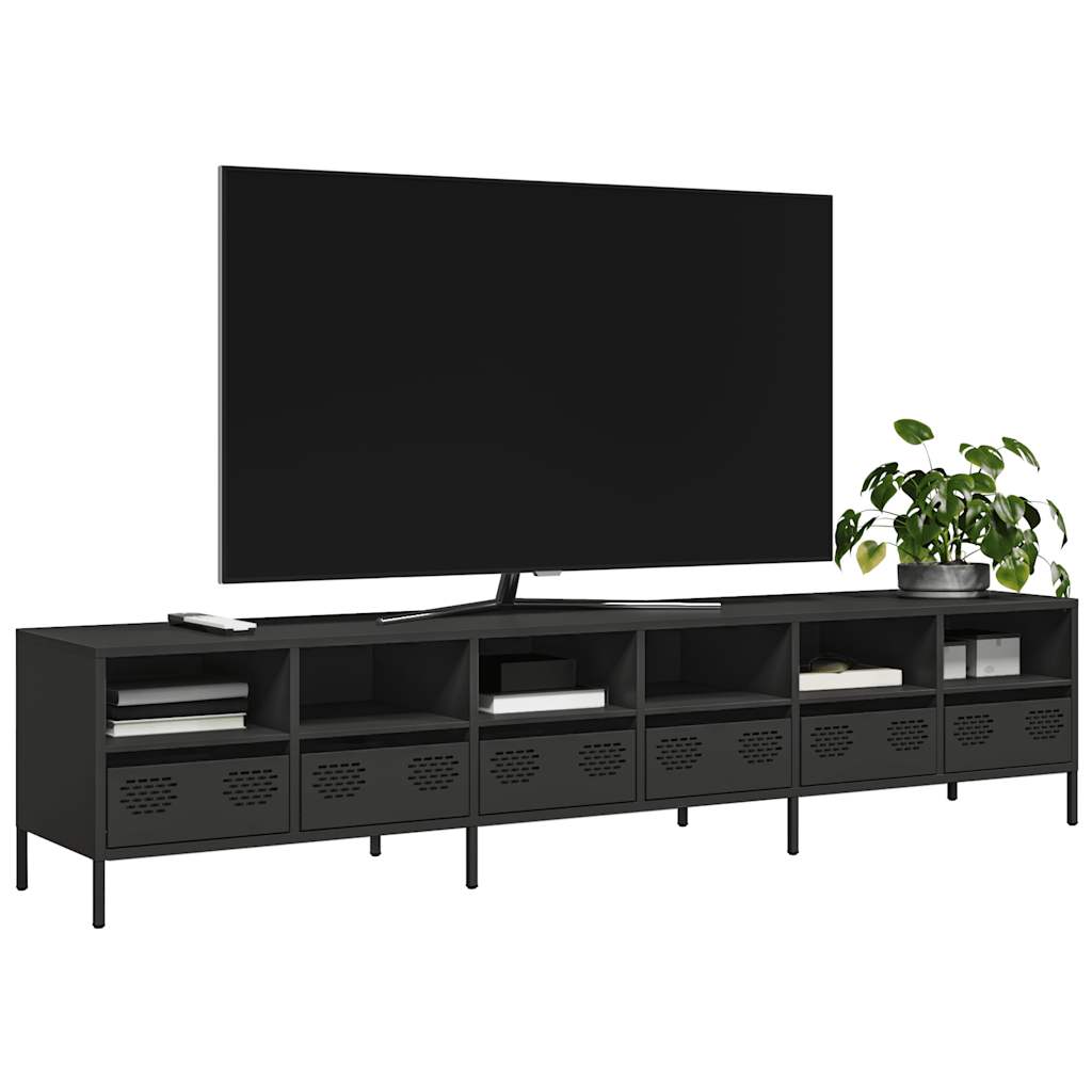 vidaXL Dulap TV, negru, 202x39x43,5 cm, oțel laminat la rece