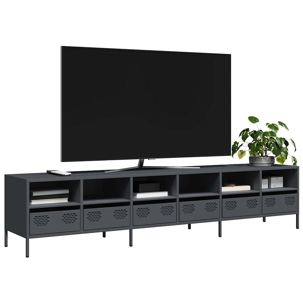 vidaXL Dulap TV, antracit, 202x39x43,5 cm, oțel laminat la rece