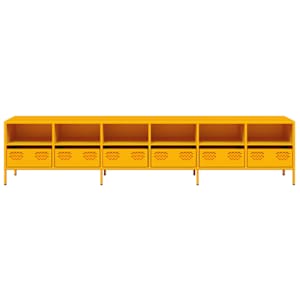 TV skříňka žlutá 202 x 39 x 43,5 cm ocel válcovaná za studena - obrázek 5