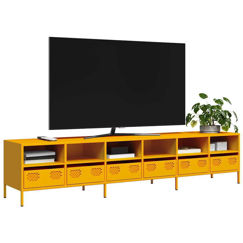 vidaXL TV-Schrank Senfgelb 202x39x43,5 cm Kaltgewalzter Stahl