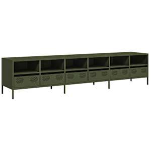 TV skříňka olivová 202 x 39 x 43,5 cm ocel válcovaná za studena - obrázek 2