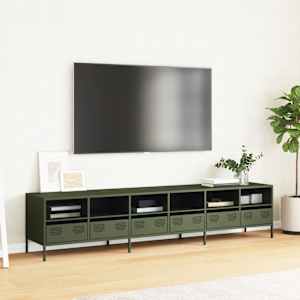 TV skříňka olivová 202 x 39 x 43,5 cm ocel válcovaná za studena - obrázek 3