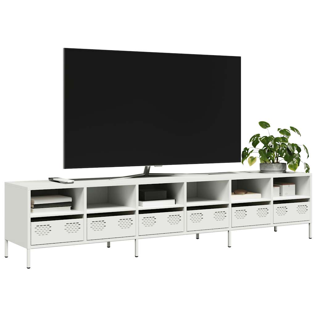 vidaXL TV-Schrank Weiß 202x39x43,5 cm Kaltgewalzter Stahl