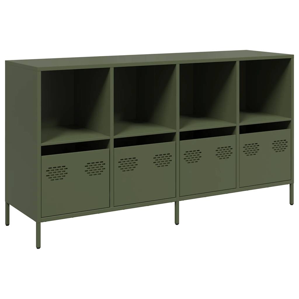 vidaXL Príborník Olive Green 135x39x73,5 cm Oceľ valcovaná za studena