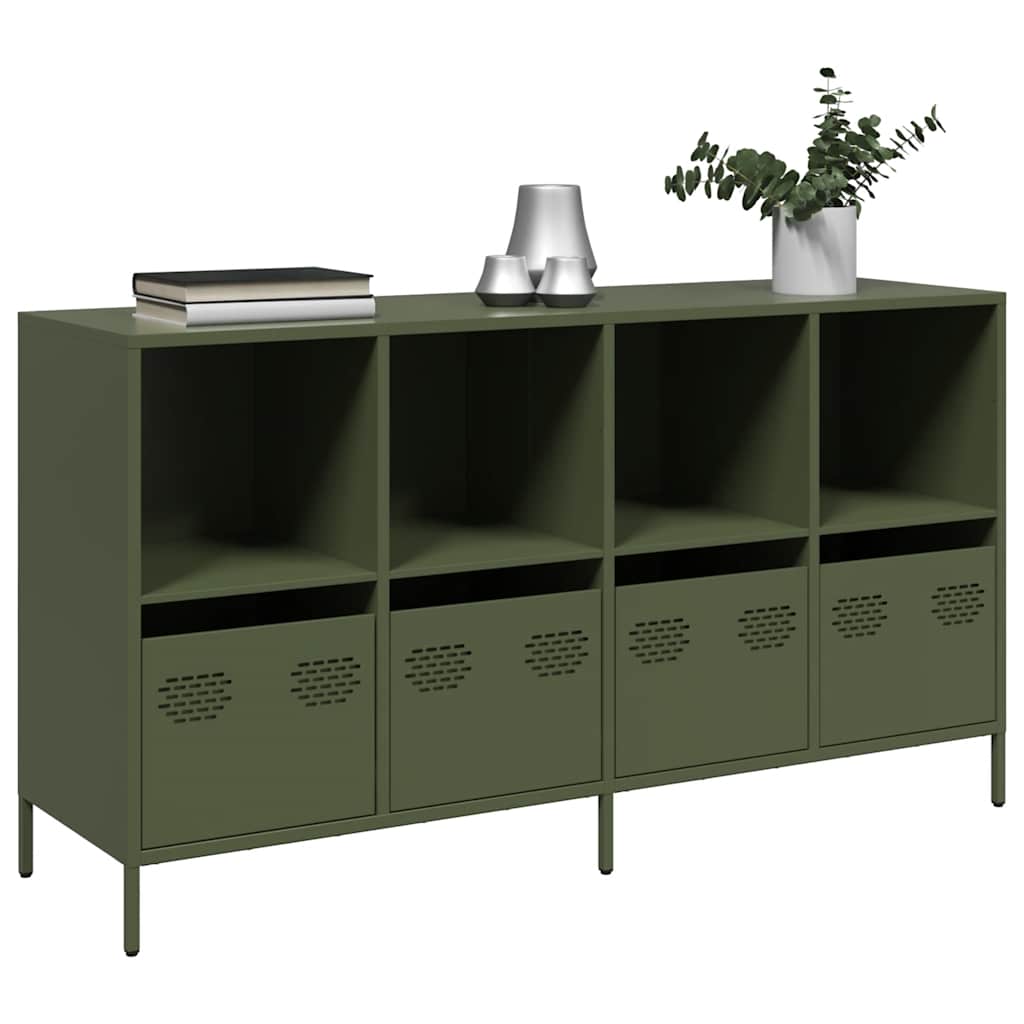 vidaXL Sideboard Olivgrün 135x39x73,5 cm Kaltgewalzter Stahl
