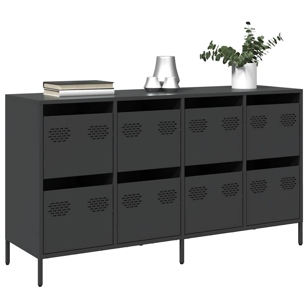 vidaXL Sideboard Schwarz 135x39x73,5 cm Kaltgewalzter Stahl