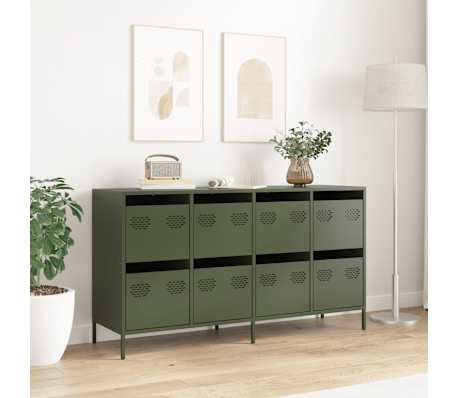 vidaXL Sideboard Olivgr&uuml;n 135x39x73,5 cm Kaltgewalzter Stahl