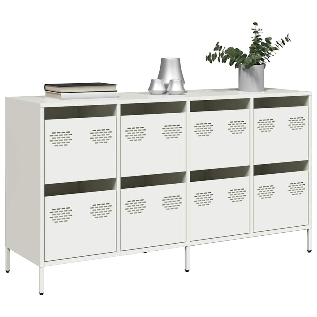 vidaXL Sideboard Weiß 135x39x73,5 cm Kaltgewalzter Stahl