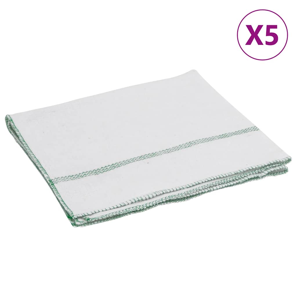vidaXL Čistící utěrky 5 ks bílé se zelenými pruhy 50 x 60 cm