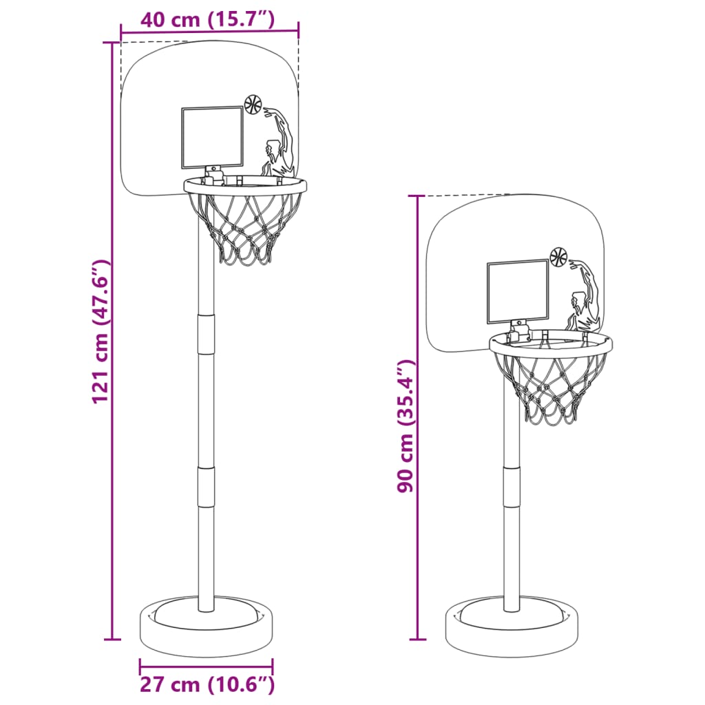 Košarkarsko stojalo z žogo/črpalko nastavljiva višina 90/121 cm