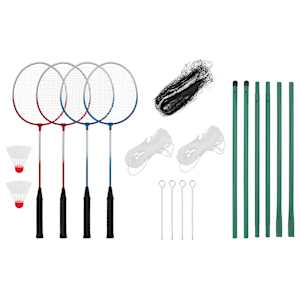 Badminton set z 4 loparji in mrežo 620x151 cm