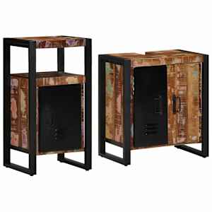 vidaXL Vannitoa m&ouml;&ouml;bleset 2 tk Mitmev&auml;rviline ja Must 55 x 35 x 60 cm