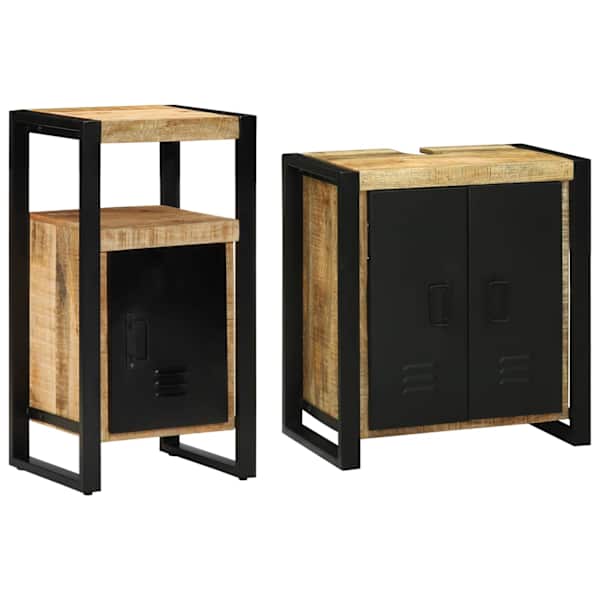 vidaXL Vannitoa m&ouml;&ouml;bleset 2 tk Pruun ja must 55 x 35 x 60 cm