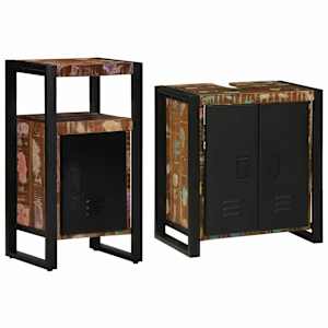 vidaXL Vannitoa m&ouml;&ouml;bleset 2 tk Mitmev&auml;rviline ja Must 55 x 35 x 60 cm