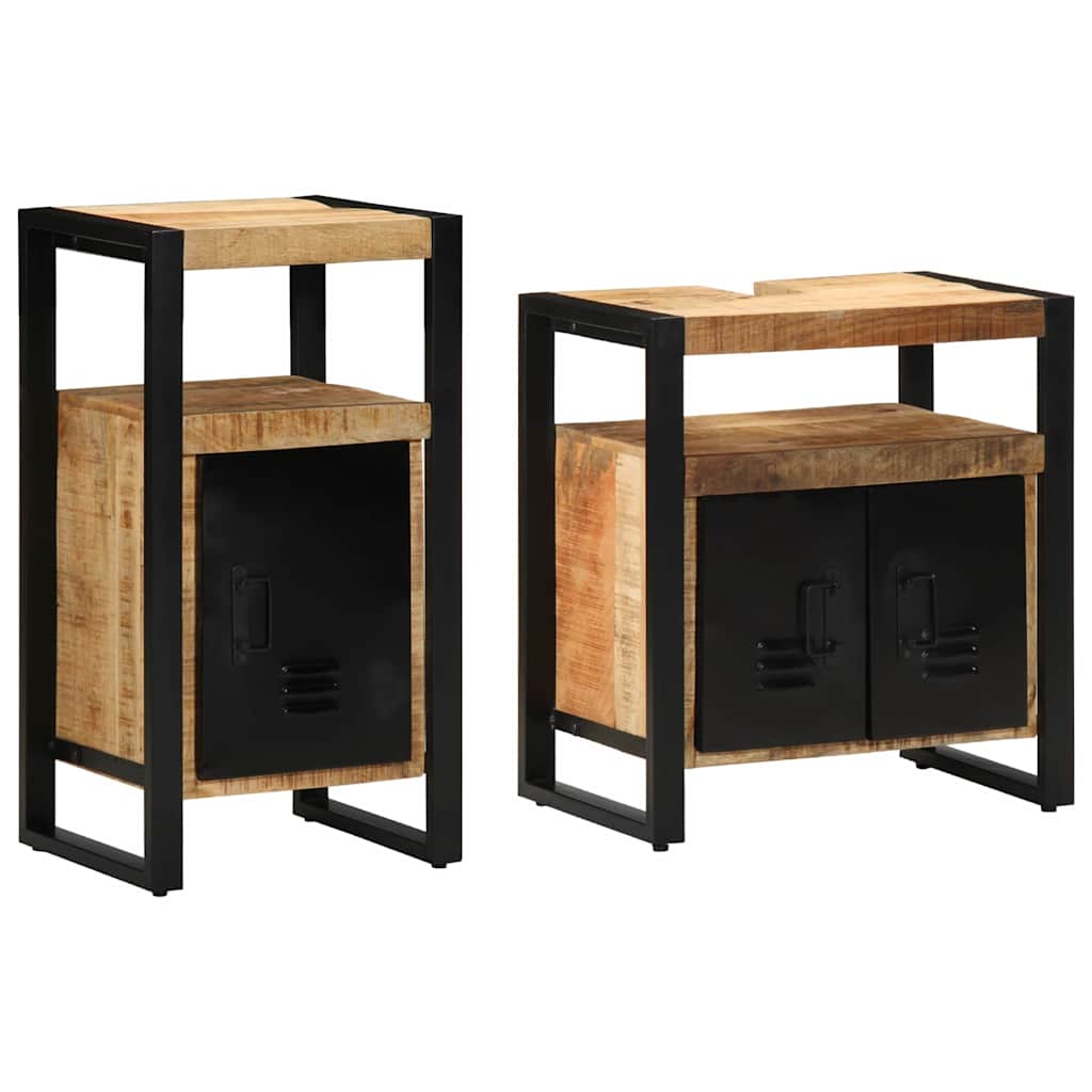 vidaXL Badkamermeubelset met opslag 2 pcs Bruin Massief ruw mango hout