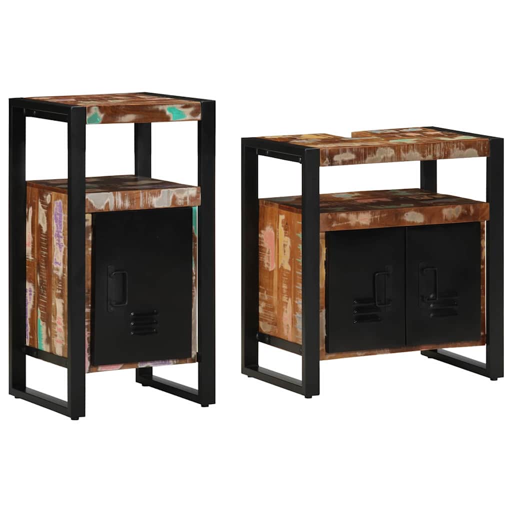 vidaXL Set de mobilier pentru baie 2 pcs Maro Lemn masiv reciclat