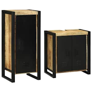 Komplet pohištva za kopalnico z vrati 2 pcs Rjava Trd mango les