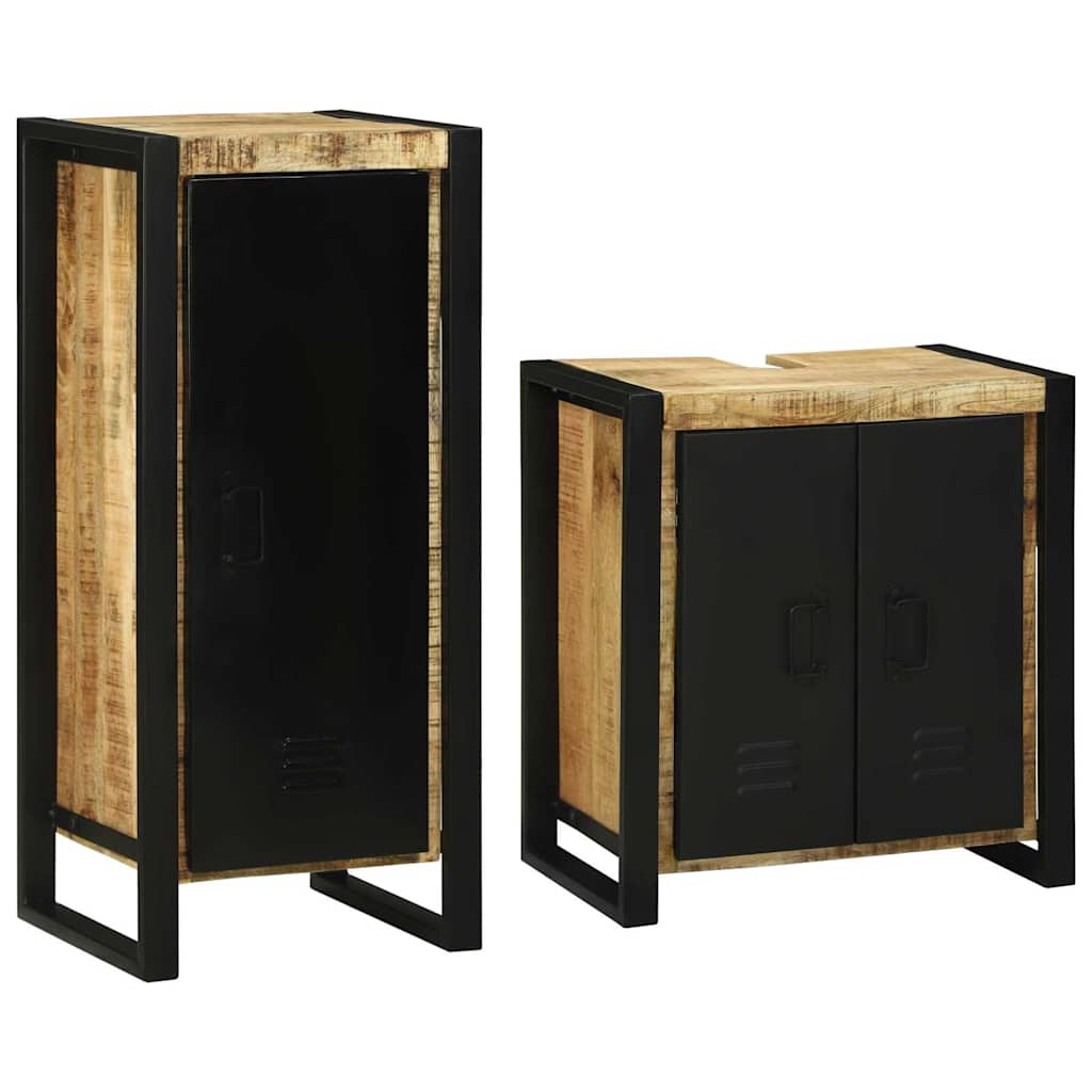 vidaXL Badkamermeubelset met opslag 2 pcs Bruin Massief Mango Hout