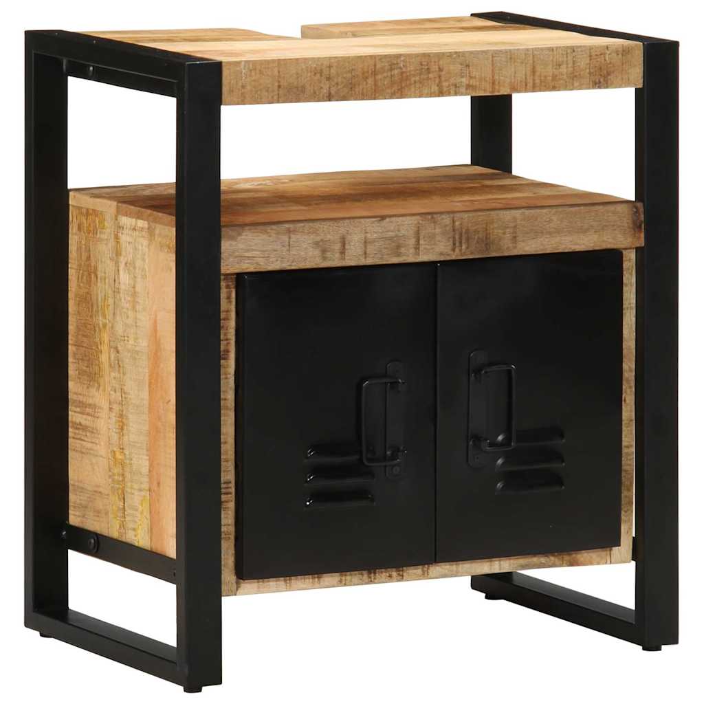 Badkamermeubelset 3 pcs Bruin en zwart Massief Mango Hout image 4