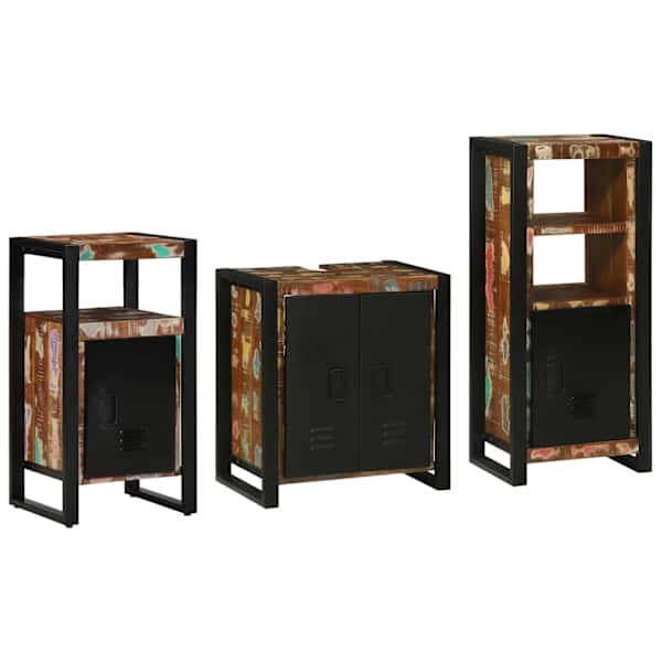 vidaXL Vannitoa m&ouml;&ouml;bleset 3 tk Mitmev&auml;rviline ja Must 55 x 35 x 60 cm