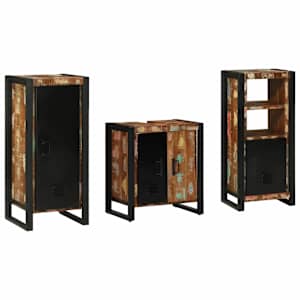 vidaXL Vannitoa m&ouml;&ouml;bleset 3 tk Mitmev&auml;rviline ja Must 40 x 35 x 90 cm