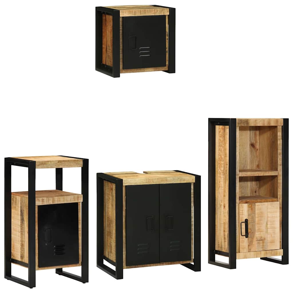 Badkamermeubelset 4 pcs Bruin en zwart Massief Mango Hout image 10