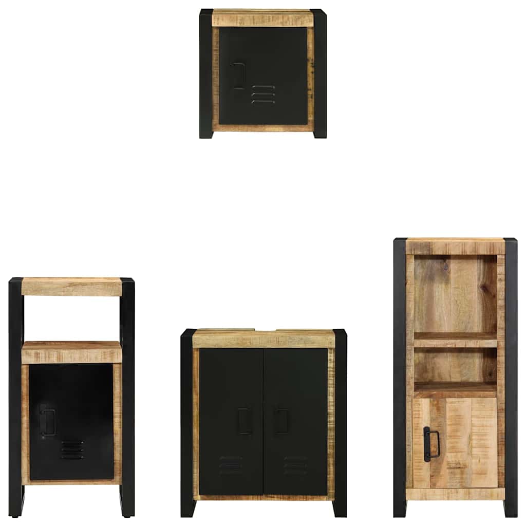Badkamermeubelset 4 pcs Bruin en zwart Massief Mango Hout image 8